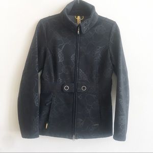 Lole Jacket Black Floral Water Repellent DWR Full Zip Fleece Lined Size Small